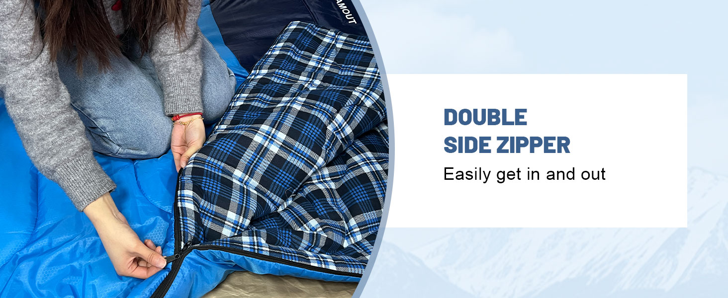 Спальний мішок для двох дорослих, ковдровий, водонепроникний, фліс, 220x150 см, чорний, з сумкою для зберігання