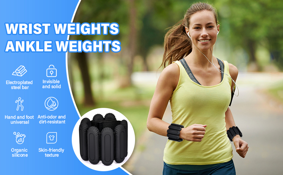 Набір манжет для зап'ястя 2 шт. чорного кольору, 2 * 480г, регульовані вантажні манжети для фітнесу, йоги, аеробіки та силових тренувань