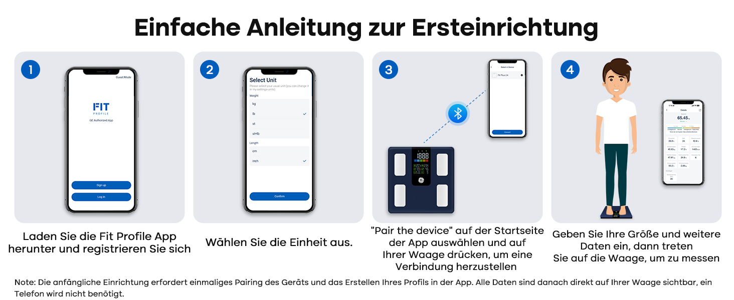 Вага для тіла GE з аналізом складу: жир, м'язи, Bluetooth, 220 кг, Dark Blue