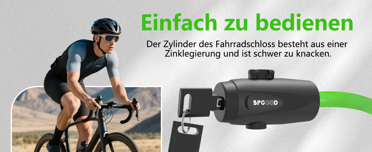 Замок для велосипеда 120см/12мм, високий рівень безпеки, кабельне спіральне кільце з 2 ключами, анти-крадіжка, для велосипеда, триколісного велосипеда, мотоцикла, скутера (зелений)