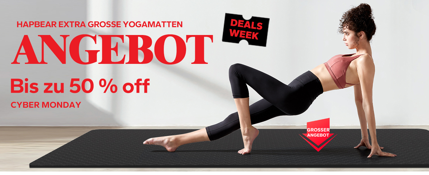 Йога мат HAPBEAR XXL: велика спортивна мат для фітнесу, пілатесу та йоги (198x137 см)