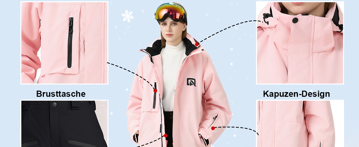 Жіночий сніговий костюм HOUZONIY: комплект куртки та штанів для сноубордингу та катання на лижах, водонепроникний, теплий, знімний капюшон, розмір M, кольори: зелений + чорний 2021