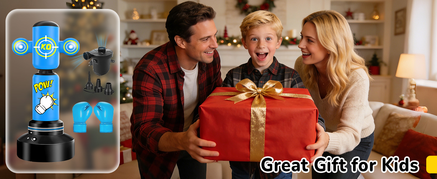 Дитячий боксерський мішок на 360° з підставкою 165 см, комплект з боксерськими рукавичками та електричним насосом, для дітей 6-14 років, ідеальний подарунок для карате
