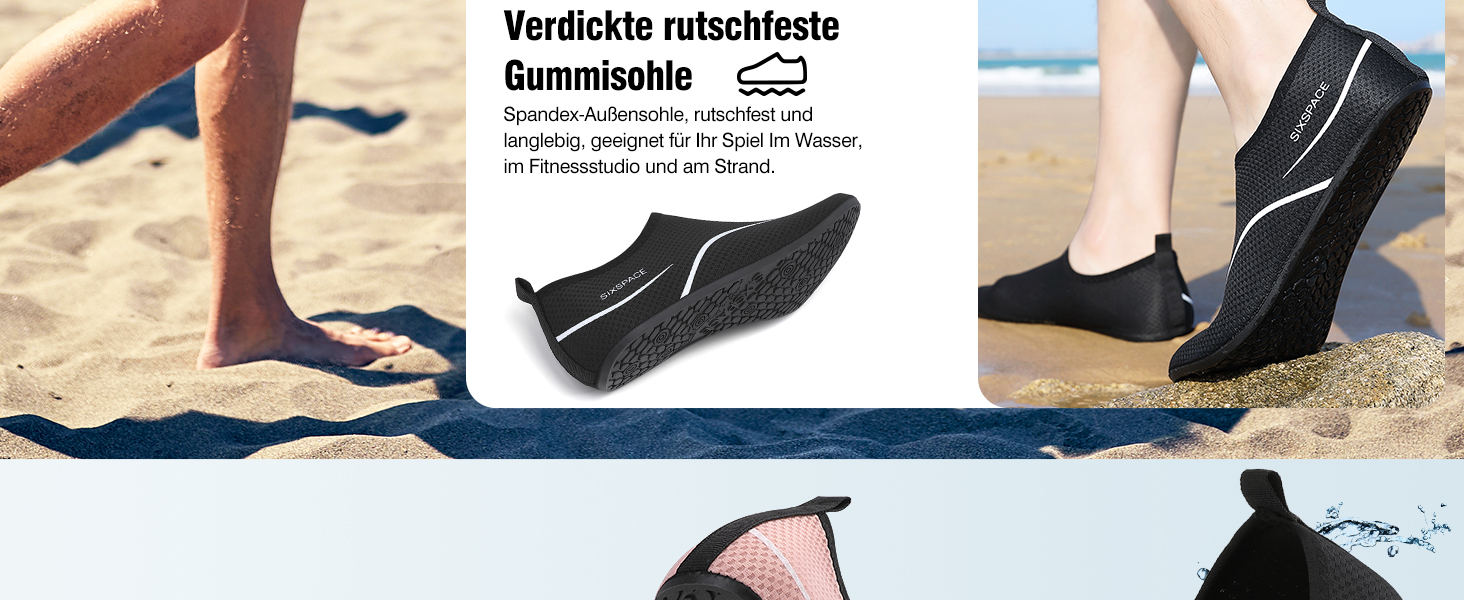 Шкарпетки для плавання та водних видів спорту (чоловічі/жіночі) – дихаючі, швидковисихаючі, розмір 34-47, колір чорний