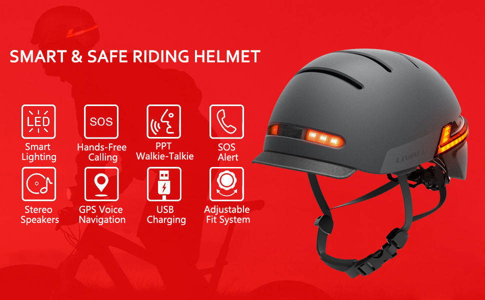 Смарт велосипедний шолом LIVALL BH51M з Bluetooth, LED-ліхтарями, автоматичним сенсором, мікрофоном, динаміками, SOS-сповіщенням і візором для дорослих — для велосипеда, скейтборда, електровелосипеда
