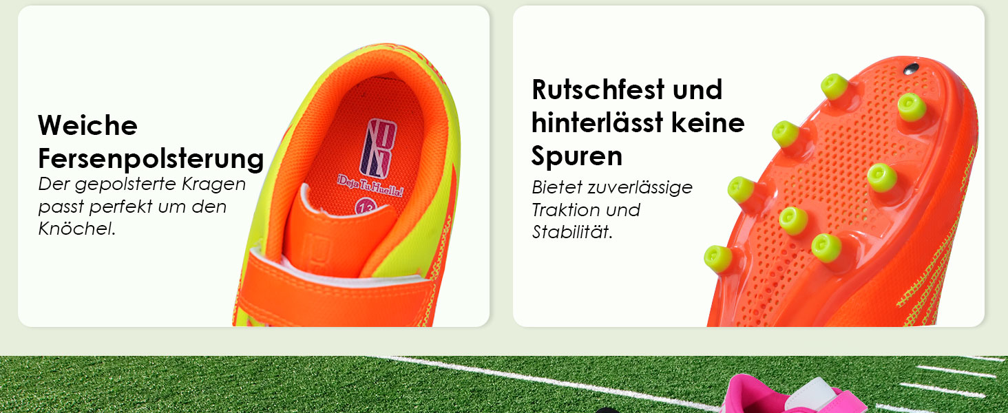 Дитячі футбольні бутси JABASIC для твердого поля, шипові, для хлопчиків та дівчаток, 30 EU, помаранчево-лаймовий колір