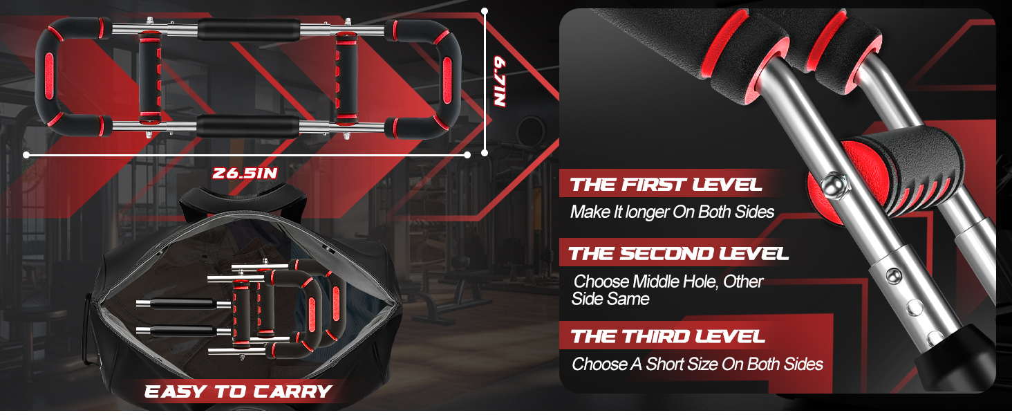 Тренування рук Twister: 6 рівнів навантаження (30-50 кг/30-150 lbs), портативний тренажер для грудних м'язів, знімний дизайн. Ідеально для дому, офісу та подорожей. Червоний (30-100 lbs, 30-70 lbs)