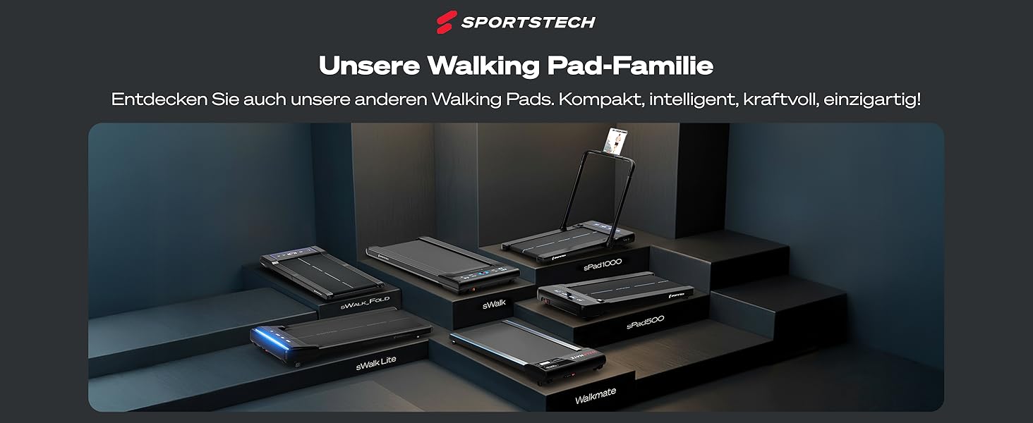 Тренажер Sportstech sWalk Fold: компактний біговий доріжки для дому з LED-підсвіткою та керуванням через додаток, до 6 км/год, 120 кг
