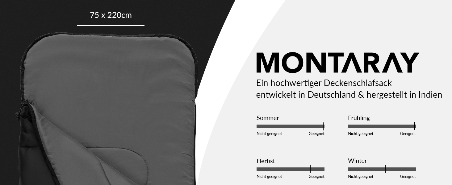 Спальний мішок для кемпінгу з капюшоном до -3°C з подушкою - теплий зимовий та літній спальник 3-4 сезони (75 x 220 см) - туристичний спальник для жінок та чоловіків (чорний, 280GSM)