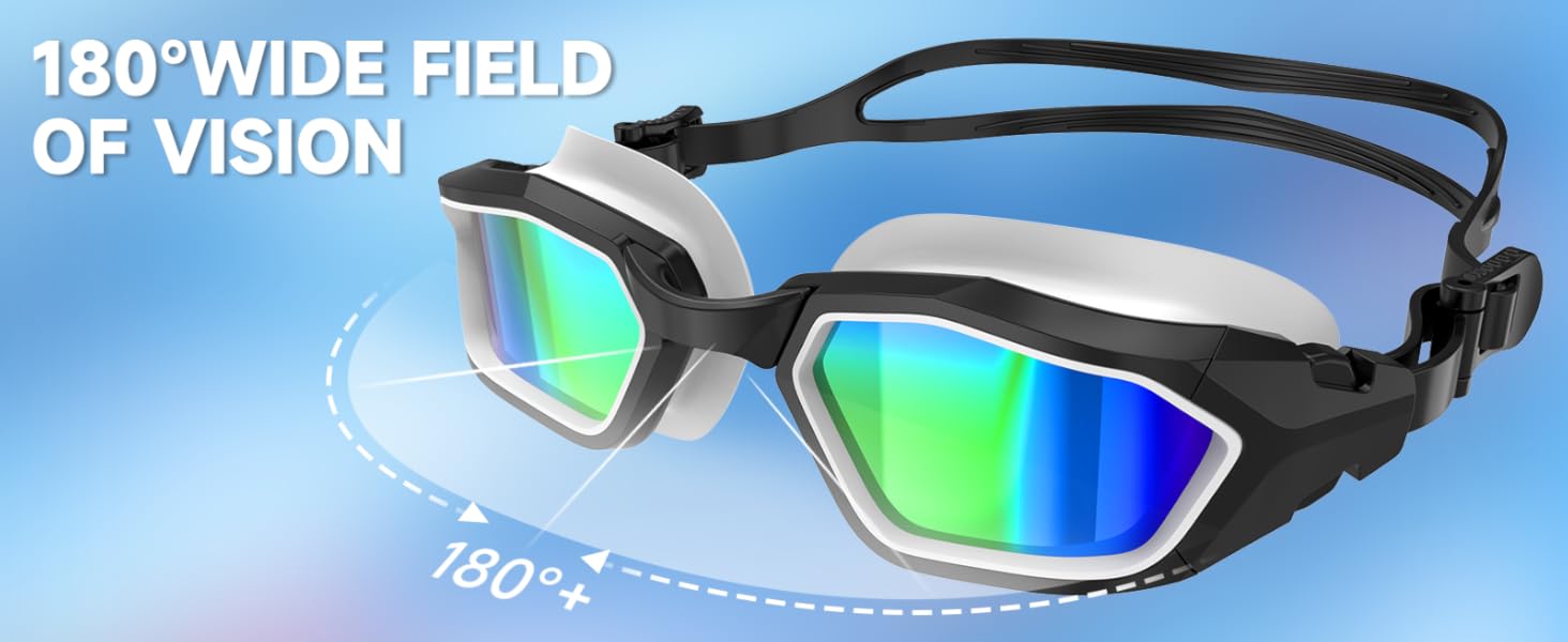 Окуляри для плавання Findway з антизапарюючим покриттям та UV-захистом, поляризовані, для чоловіків, жінок, підлітків, з запасним носовим упором, не пропускають воду, чіткий огляд, чорний & білий/поляризована димна лінза