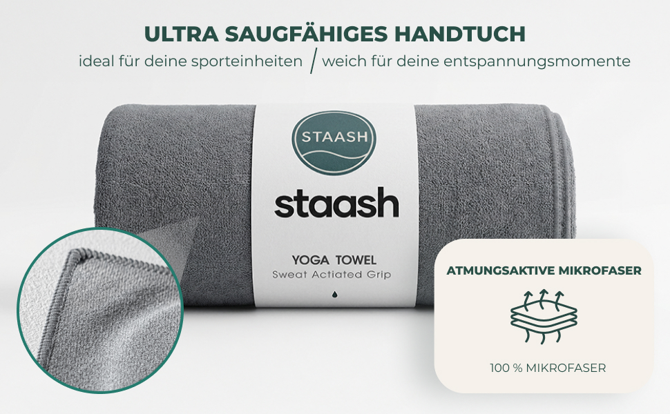 Преміум набір для йоги STAASH: килимок з PU та натурального каучуку (4,5 мм), рушник, ремінь та колінна подушка, протиковзкий, подовжений, колір Tiefsee Blau