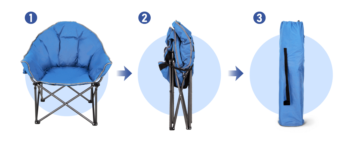 Крісло для кемпінгу High Point Sports Moon Chair XXL, розкладне, блакитне, до 150 кг