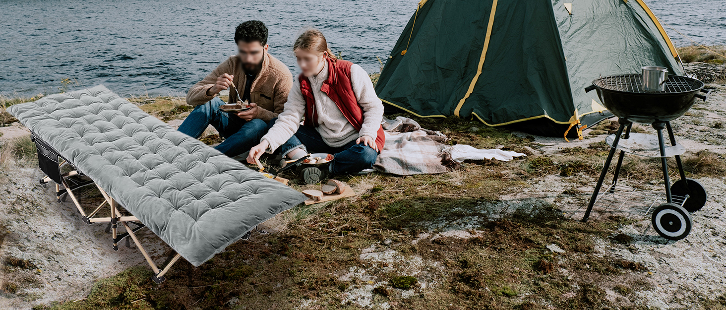 Розкладне ліжко для кемпінгу CampMax - XXL, 190x71x38 см, 226 кг, для відпочинку на природі, блакитне