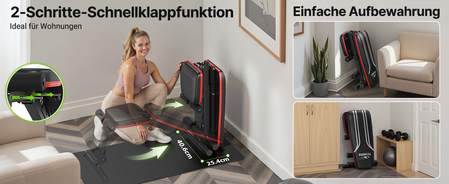 Тренувальна лава FLYBIRD багатофункціональна, 8 положень спинки/3 положення підніжки, вантажопідйомність 300-318 кг, складана, для дому, чорно-червона