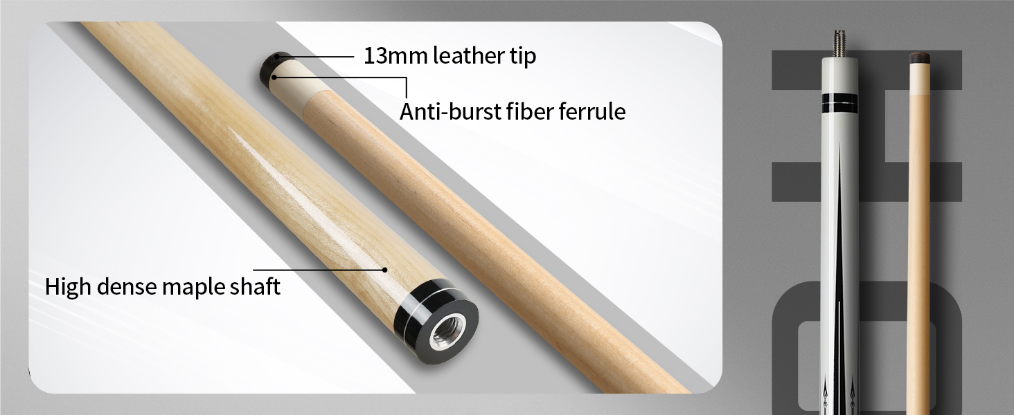 Більярдний кий Horse Billiard з наконечниками 13 мм, 147 см, включає рукавички та крейду, для дорослих, дизайн Gotik, Ahorn/Eschenholz