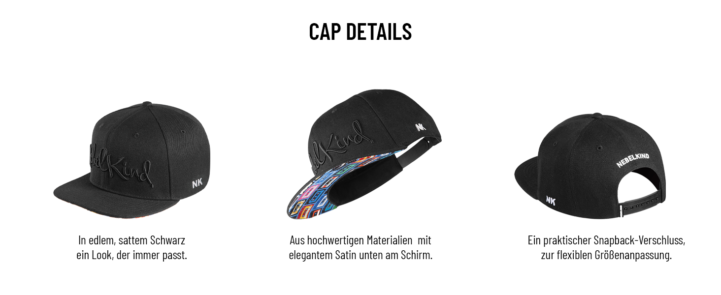 Кепка-снэпбек Nebelkind унісекс чорна, регульована бейсболка з прямим козирком у стилі streetwear, один розмір