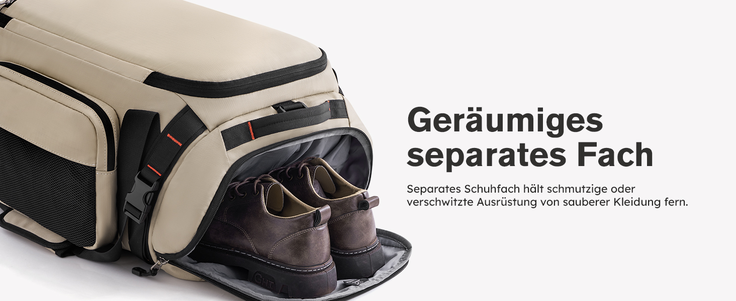 Спортивна сумка-рюкзак Tolaccea для чоловіків та жінок – велика дорожня сумка з відділенням для взуття, мокрою одежі та ноутбука (15,6'') – водонепроникна сумка-мішок для відпочинку, фітнесу, спорту та подорожей (Хакі, 40л)