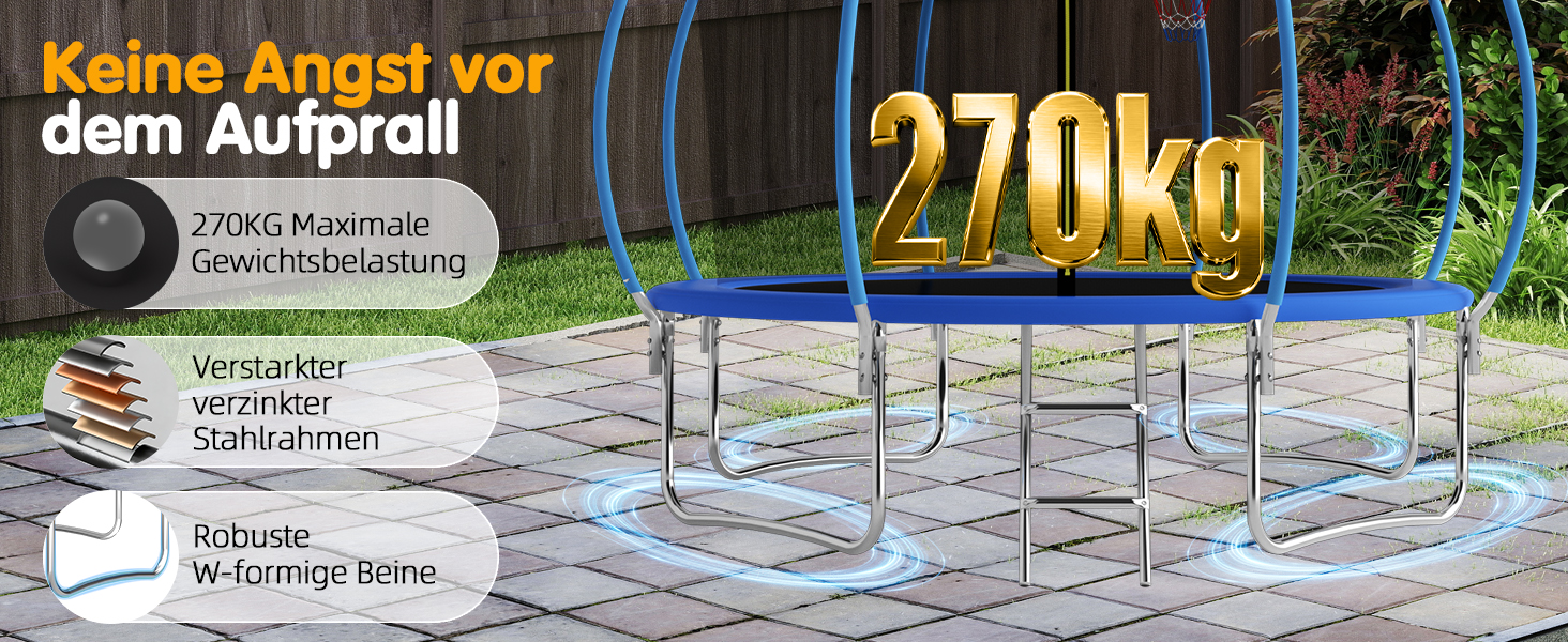 Батут Redkid Outdoor 305 см з сіткою, драбиною та баскетбольним кільцем, 440 фунтів