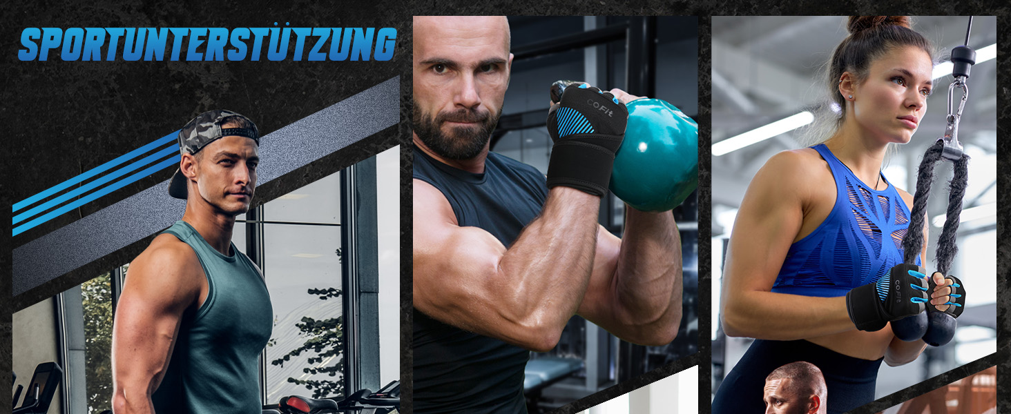 Рукавички для фітнесу COFIT: дихаючі, з підтримкою зап'ястя, для силових тренувань, бодібілдингу, жінок та чоловіків. Чорний колір, XL, з підтримкою зап'ястя