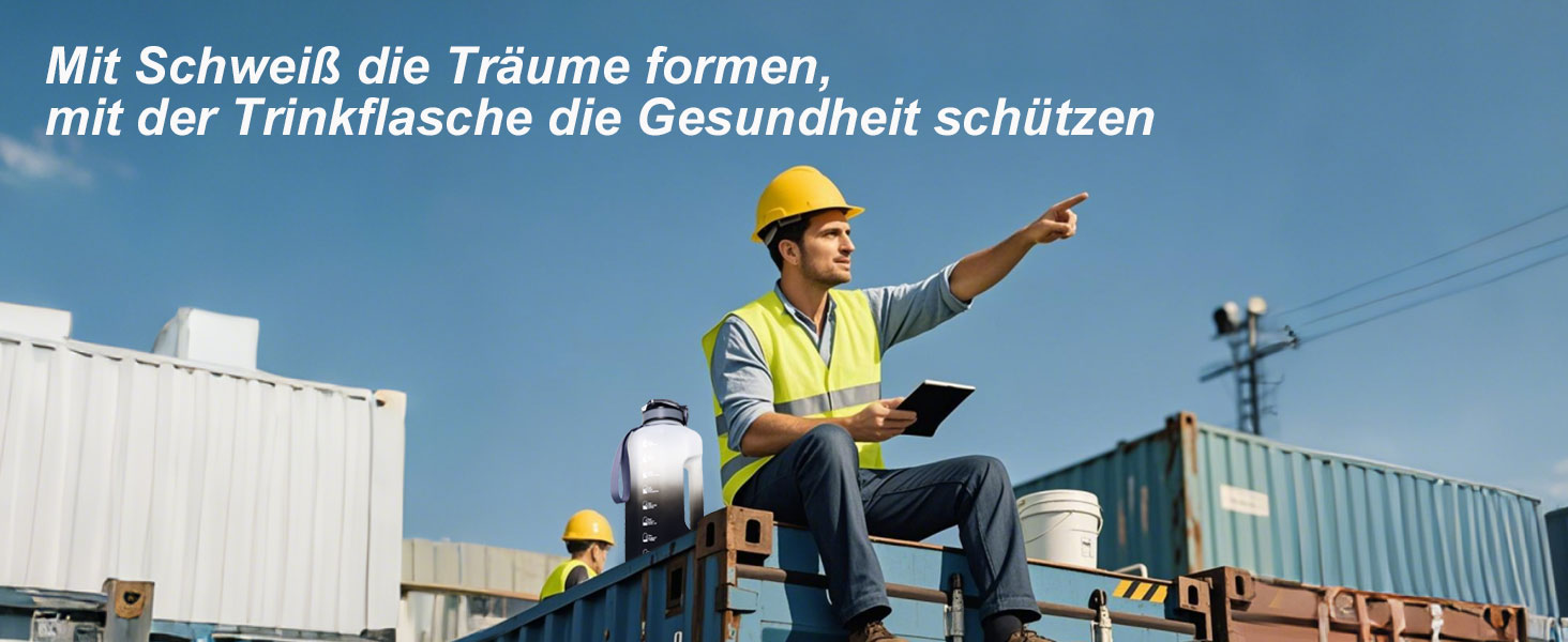 Фляга для води GEMFUL 2.2 л з трубочкою, велика спортивна пляшка з маркуванням часу, BPA-free, для фітнесу, велосипеду, активного відпочинку та роботи (Сіра)