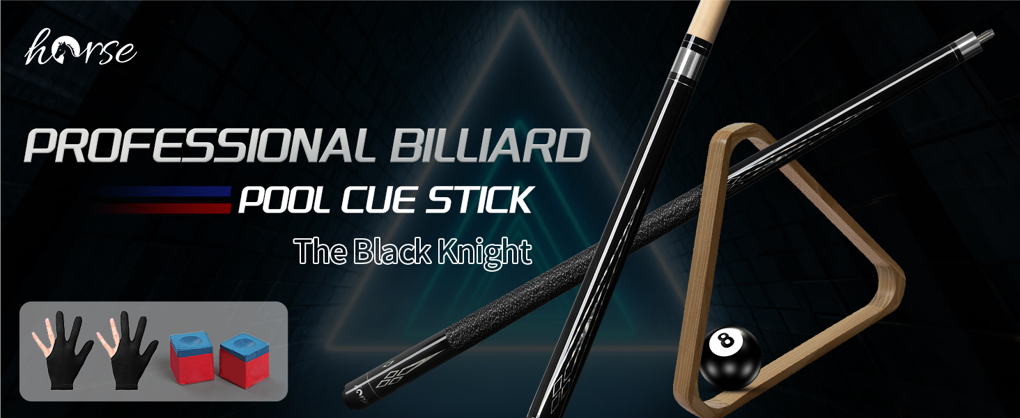 Більярдний кий Horse Billiard з наконечниками 13 мм, 147 см, 2 рукавички та крейда, для дорослих, акорн/осін