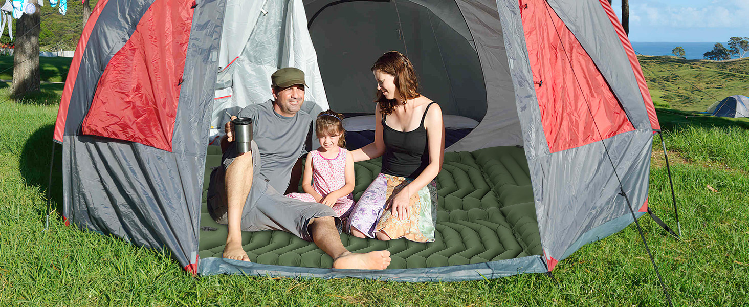 Килимок для кемпінгу Hausprofi Isomatte: ультралегкий надувний килимок з насосом та подушкою, для туризму, пляжу, відпочинку на природі, армійного кольору