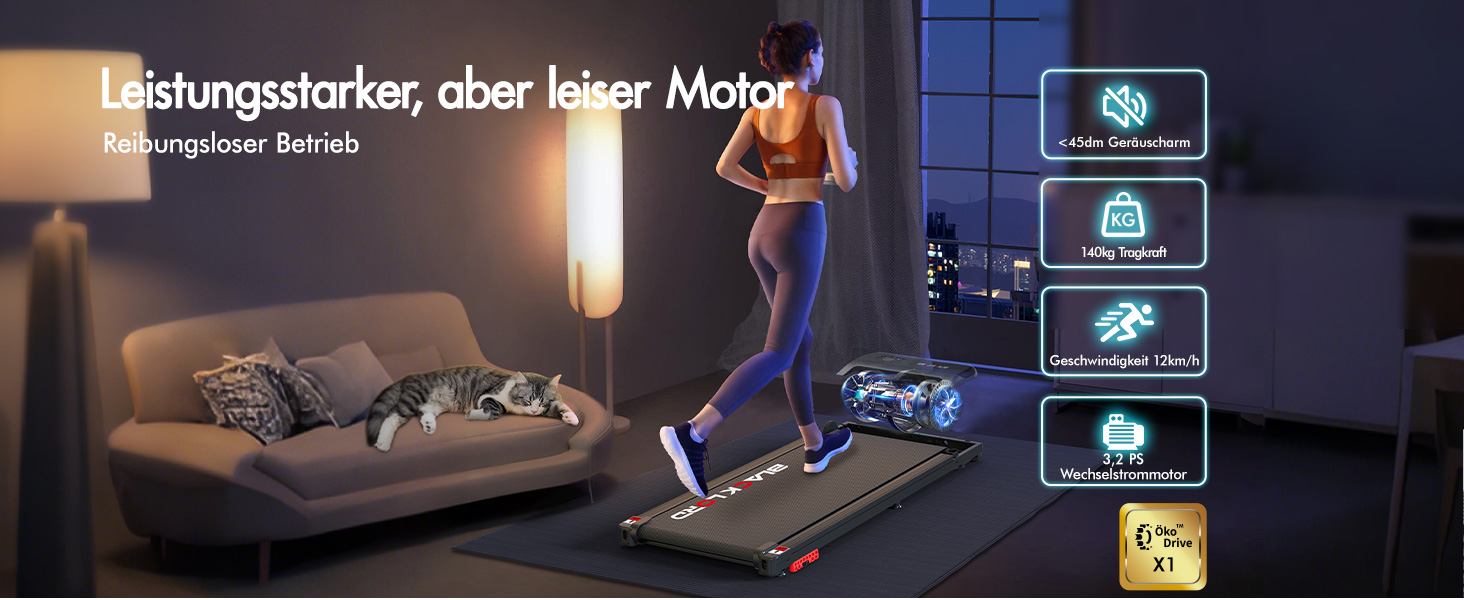 Walkingpad Laufband BLACK LORD MS2: біговий доріжки, 9-16 км/год, регулювання нахилу до 9%, 2.2-3.2 PS, до 140 кг, портативний, тихий, LED-дисплей, додаток, для дому та офісу, біг, фітнес-машина (чорний)