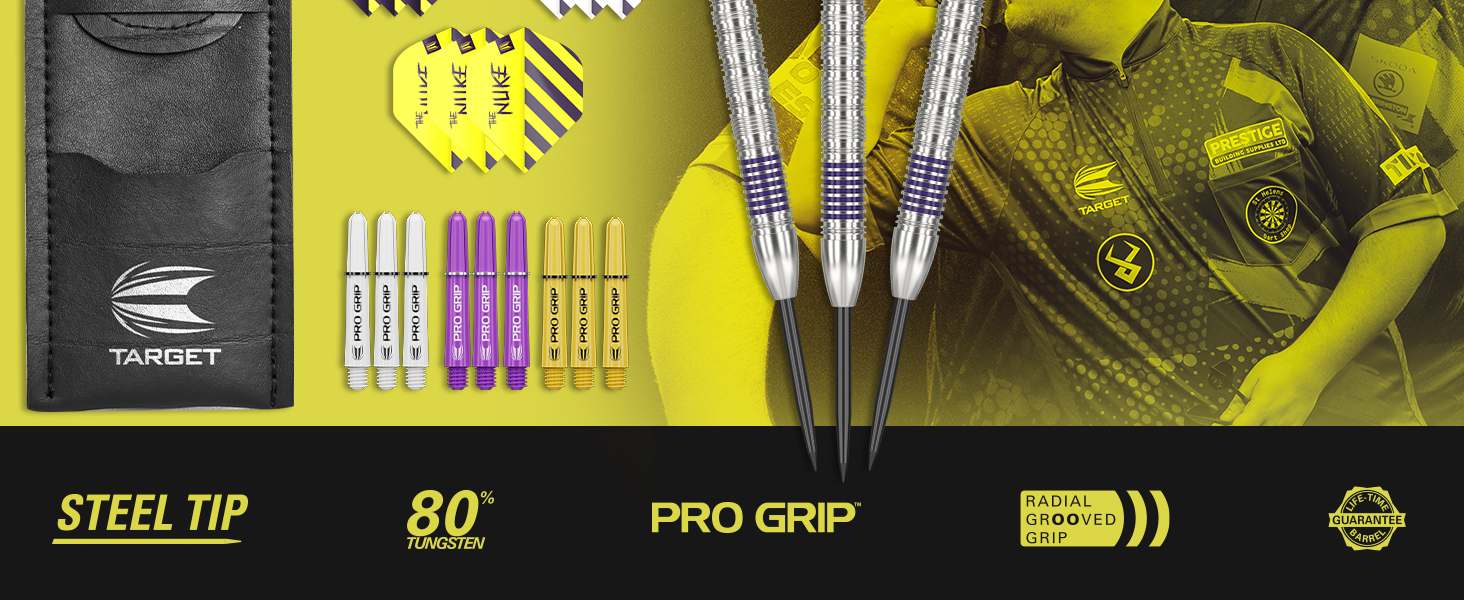 Дарти Target Luke Littler 80% Tungsten (21/22/23г) - Професійний набір сталевих дартсів з аксесуарами