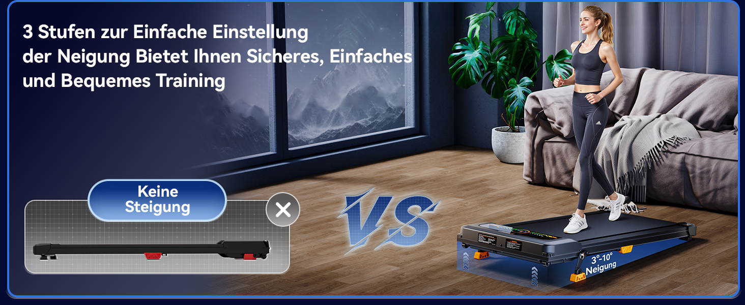 Бігова доріжка AnyLife з регулюванням нахилу, компактний, тихий, LED-дисплей, для дому, чорний, до 150 кг