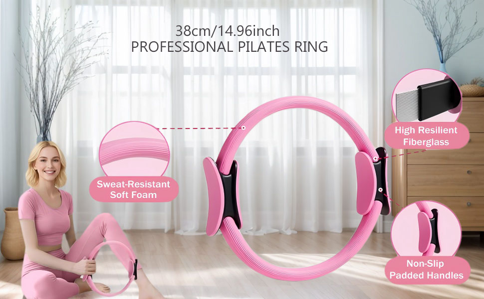 Набір для пілатесу 13 частин: м'яч, кільце, аксесуари (рожевий)