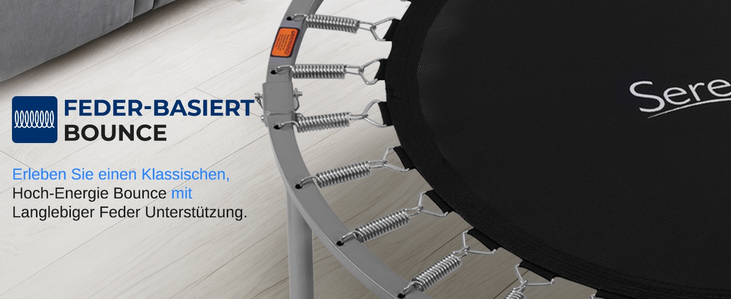 Трамплін SereneLife для дому, діаметр 102 см – складний ребаундер з регульованою висотою та пружинним ефектом, до 150 кг, для кардіотренувань та спорту, небесно-блакитний