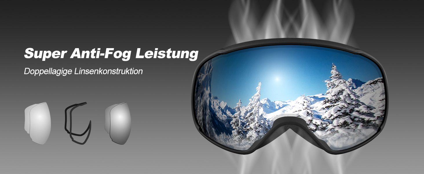 Шолом для лижного спорту та сноуборду Odoland з маскою, білий, регульований, 57-59 см