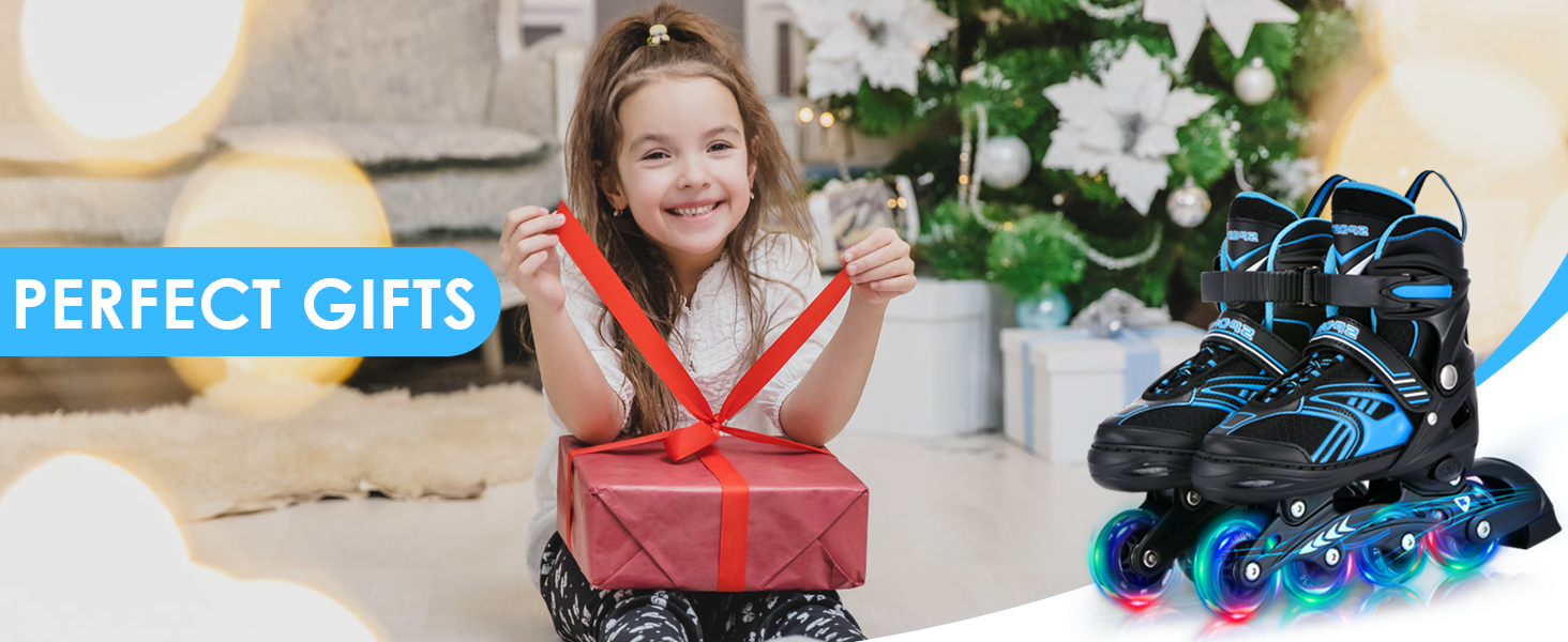 Інлайнерожі TOMSHOO з LED-колесами, регульовані, для дітей та дорослих, блакитні