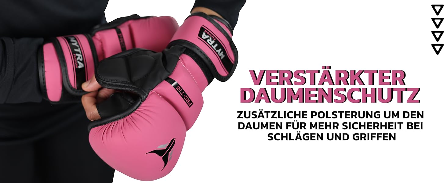 MMA рукавички Mytra Fusion для жінок, 7oz, відкрита вентильована долоня, для спарингу, рожеві