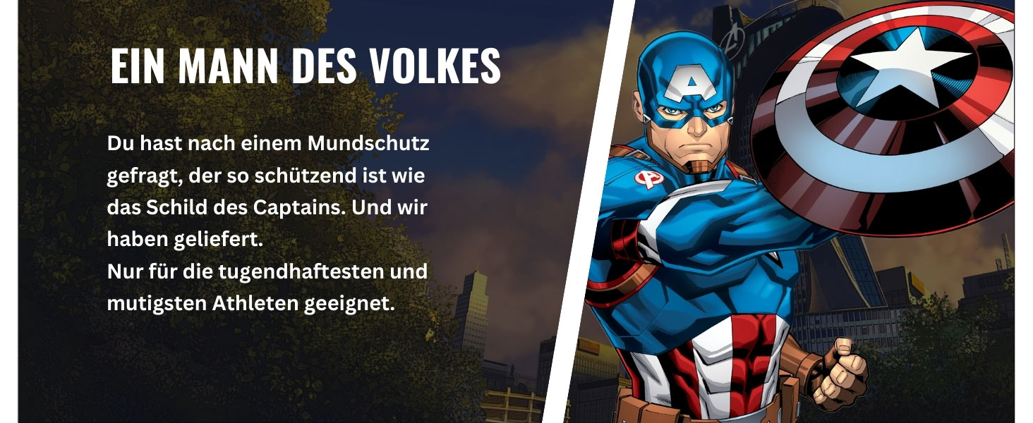 Капа спортивна Marvel Captain America для захисту зубів та брекетів, універсальний розмір, для єдиноборств (бокс, MMA, хокей, регбі, дзюдо, кікбоксинг)