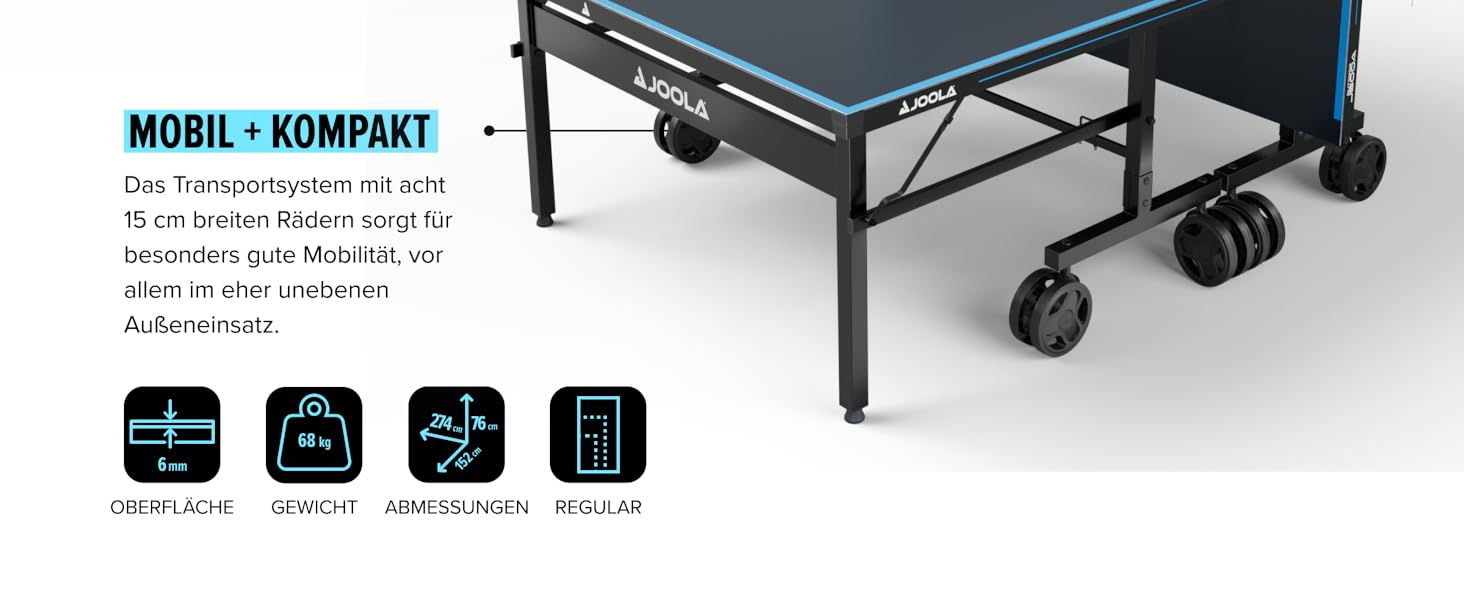 Стіл для настільного тенісу JOOLA Pro Outdoor - професійний, вологостійкий, з алюмінієво-пластиковою поверхнею 6 мм та складним підсвільником, сітка ALU PRO Single в комплекті