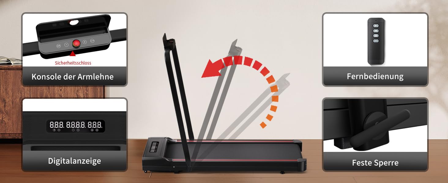 Складний біговий тренажер Sperax для дому та офісу, 10 км/год, чорний