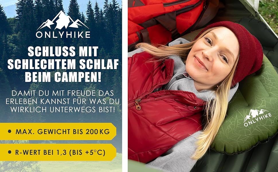 Килимок для кемпінгу ONLYHIKE® Ultraleicht: Легкий, компактний, для відпочинку на природі - Оливковий