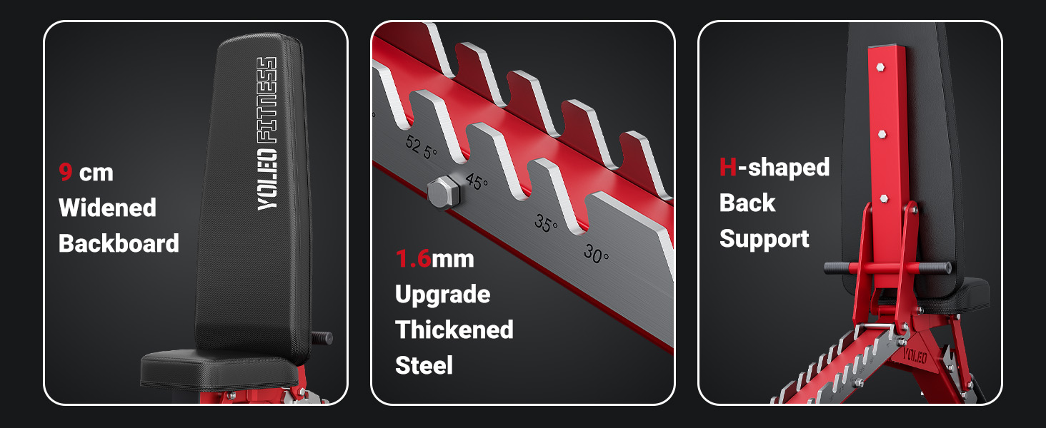 Лежанка для тренажерів YOLEO, професійна, регулюється, до 1000 кг, зі спинкою, що регулюється, для дому