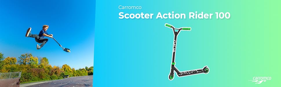 Самокат Carromco Action Rider 100, HIC-System, Kickscooter зелено-чорний