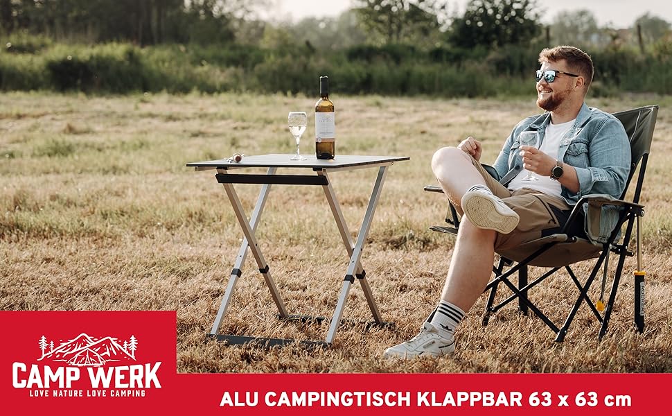 Стіл кемпінговий розкладний CAMPWERK алюмінієвий для 4 осіб 63x63 см