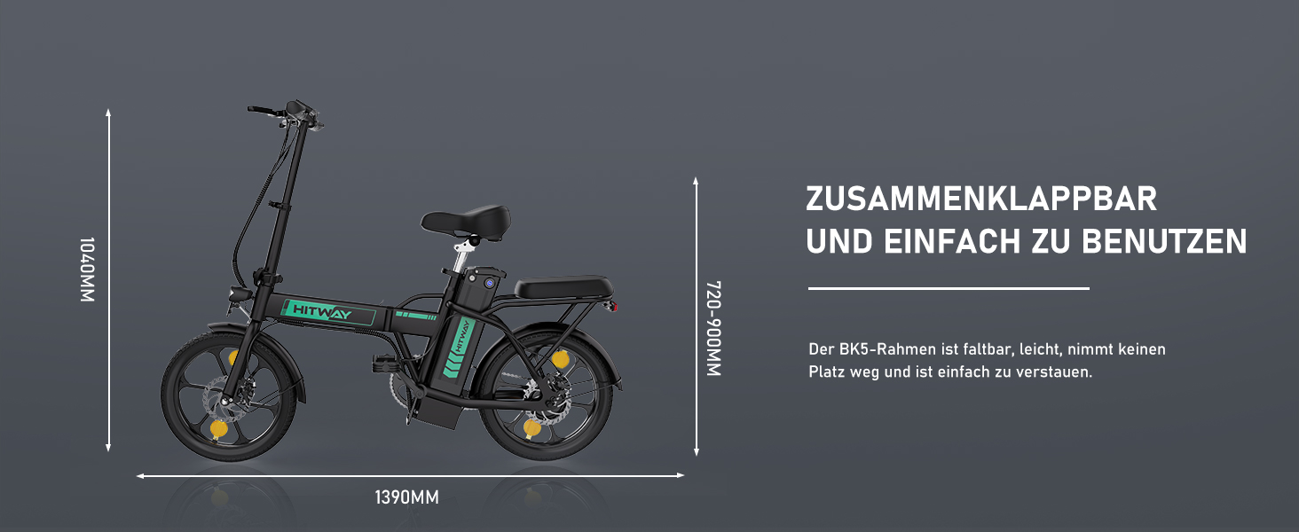 Електровелосипед складаний HITWAY E-Bike 250Вт 25км/год 35-70км 16" Black