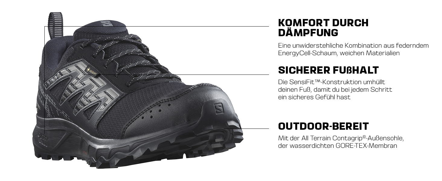 Жіночі трейлраннінг та похідні черевики Salomon Wander Gore-Tex, чорно-сливовий, розмір 38 2/3 EU