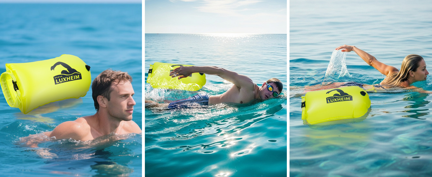 Буя для плавання 28L, Schleppschwimmer для Open Water, Triathlons, водонепроникний Dry Bag, жовтий