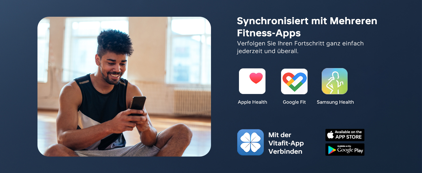 Розумні електронні ваги Vitafit з Bluetooth та APP: аналізатор складу тіла (жир, BMI, м'язова маса), до 182 кг, чорні, 28 x 28 см