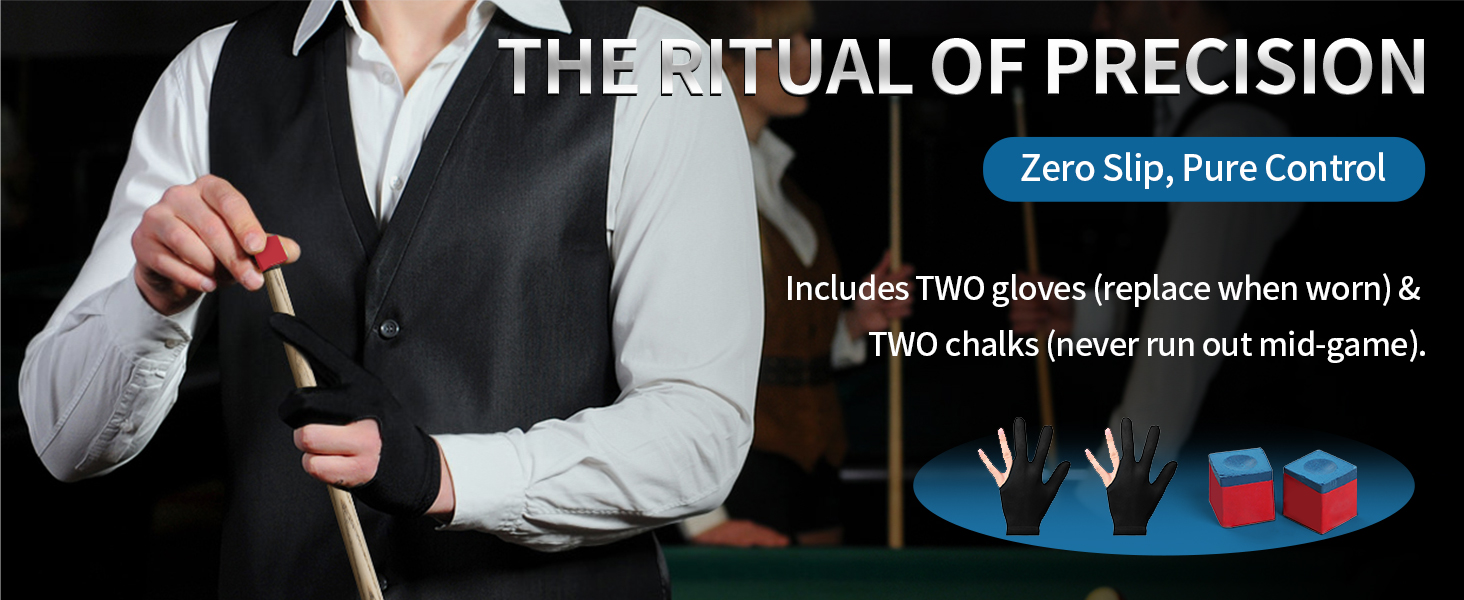 Біліардний кий Horse з наконечниками 13 мм, 147 см, з рукавичками та крейдою. Дерев'яний кий для більярду для дорослих. Стильний дизайн, вага 540/600 г