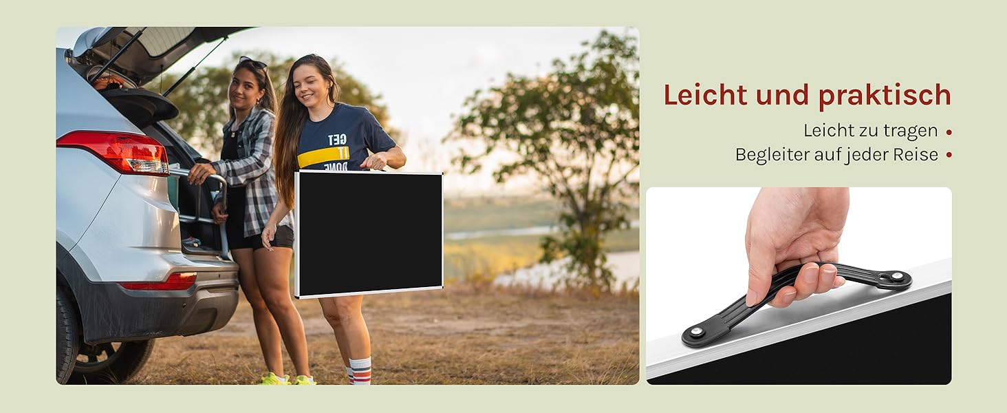 Стіл туристичний складний WOLTU® для кемпінгу, саду, балкону, роботи, регульована висота, алюміній, сталь, МДФ (чорний)