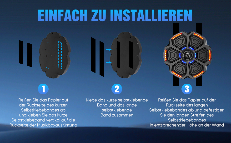 Музична боксерська машина з LED-підсвіткою та Bluetooth, для дорослих та дітей, чорна