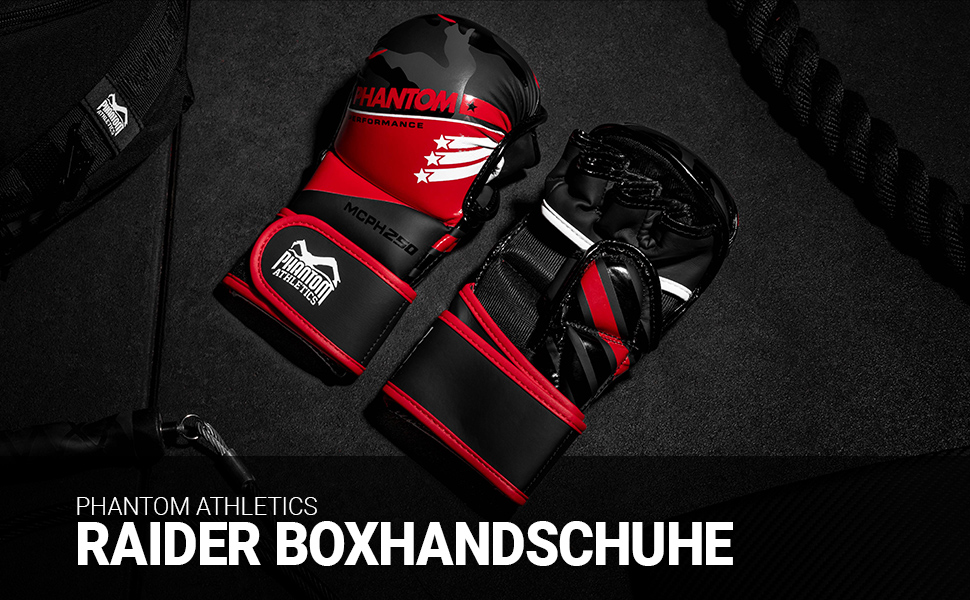 Боксерські рукавички Phantom Apex | Професійні рукавички для спарингу, бою, боксу, фріфайту (Raider - Чорний/Червоний, L-XL)