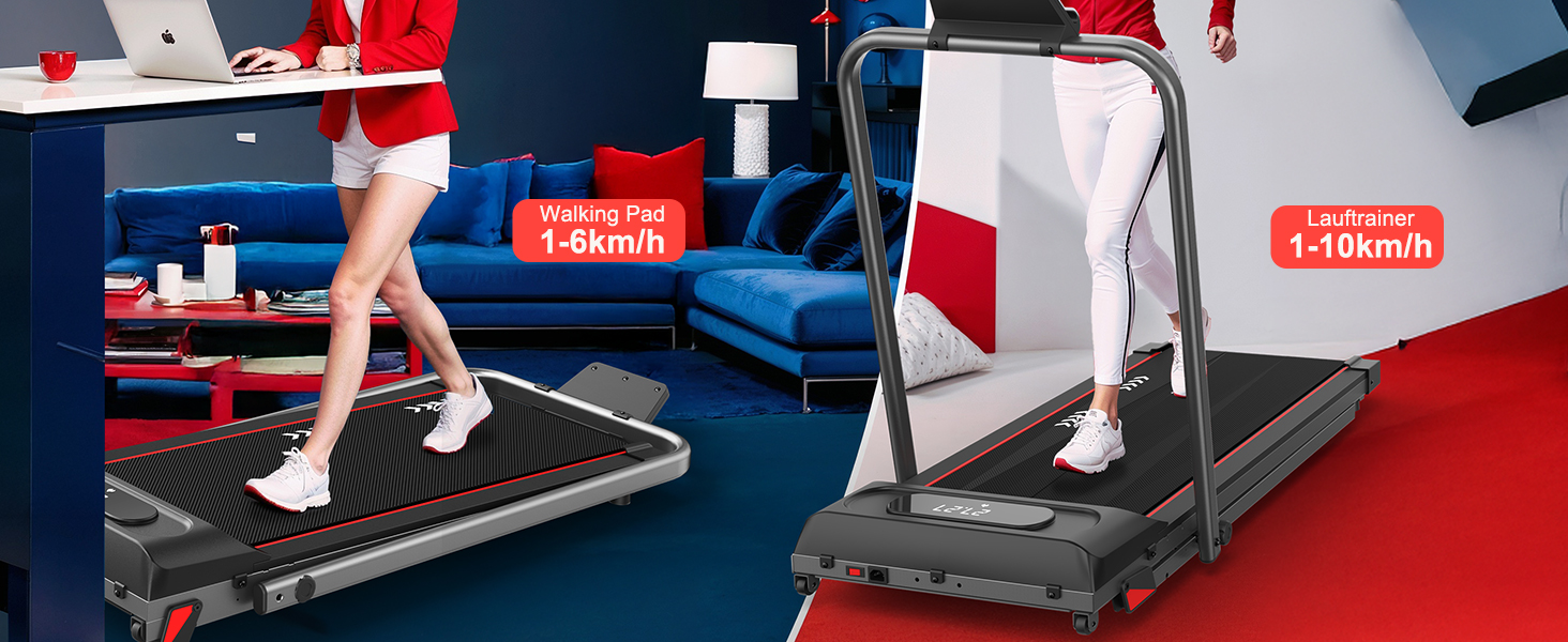 Біговий тренажер MaxVibe для дому: швидкість до 10 км/год, потужність 2.5 PS, вантажопідйомність 100 кг, нахил 4%, Dual Mode (ходьба/біг)